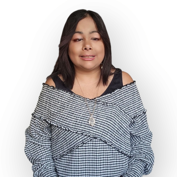 Women's Black and White Off-Shoulder Top - Picture 10 of 15